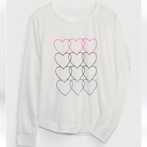 New Gap Kids Raglan Graphic Tee Shirt Long Sleeve Tee Hearts Size XXL 14